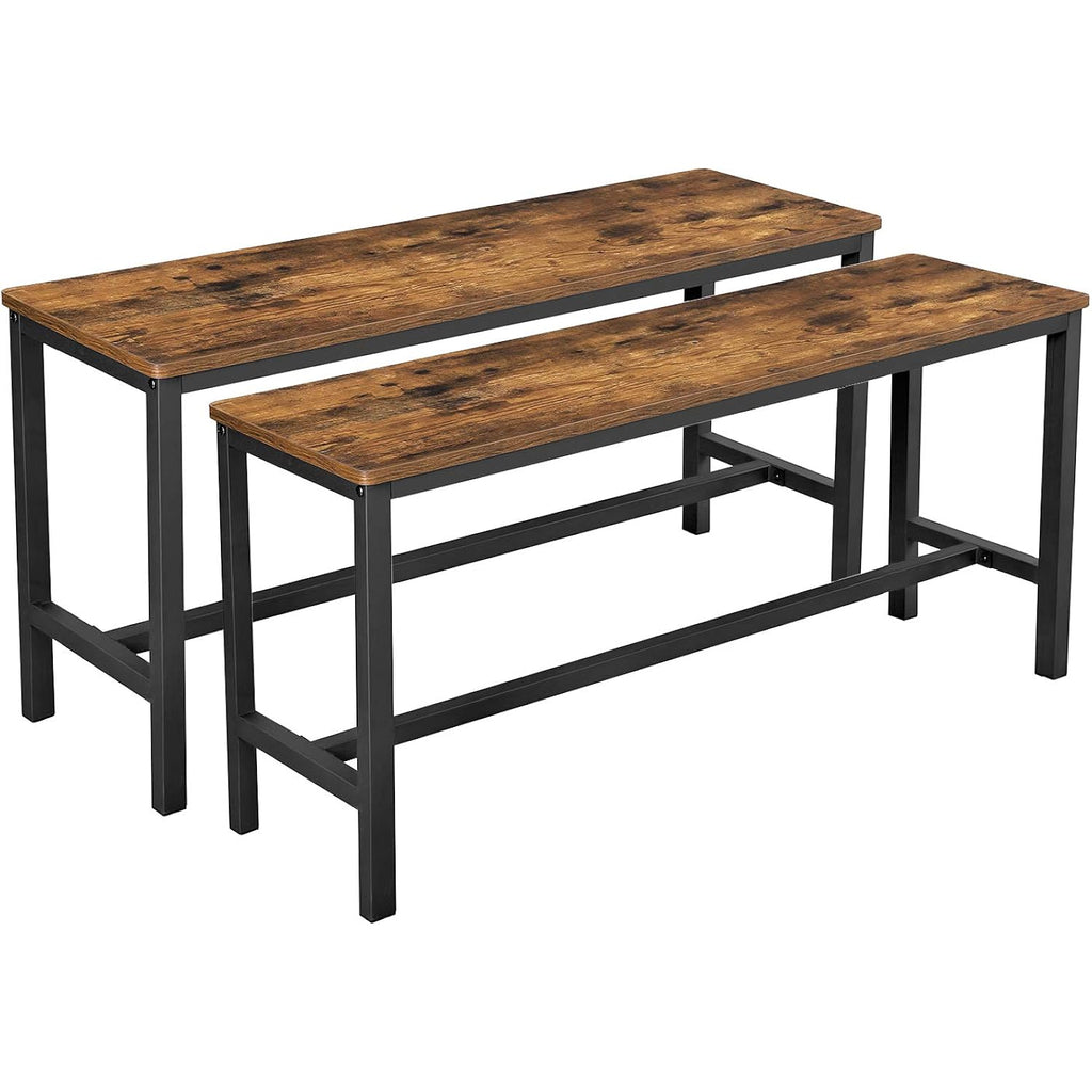 Vasagle Dining Bench, Pair Of 2, Industrial Style, Steel Frame, For Kitchen, Living Room, 12.8 X 42.5 X 19.7 Inches, Rustic Brown + Black，Uktb33X