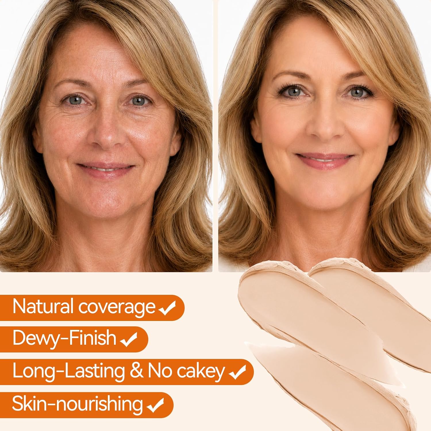 Korean Foundation Stick Foundation For Mature Skin Tint, Buildable Light To Medium Coverage Foundation Makeup Concealer, Dual-Ended With Brush For All Skin - Natural Finish (Natural)
