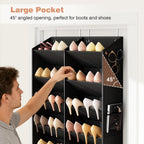 Over The Door Shoe Organizer, Hanging Shoe Rack For Closet Door Shoe Storage For 30 Pairs Sneaker And Boots, Large Shoe Holder For Door With 10 Side Pockets, Space Saving, Black