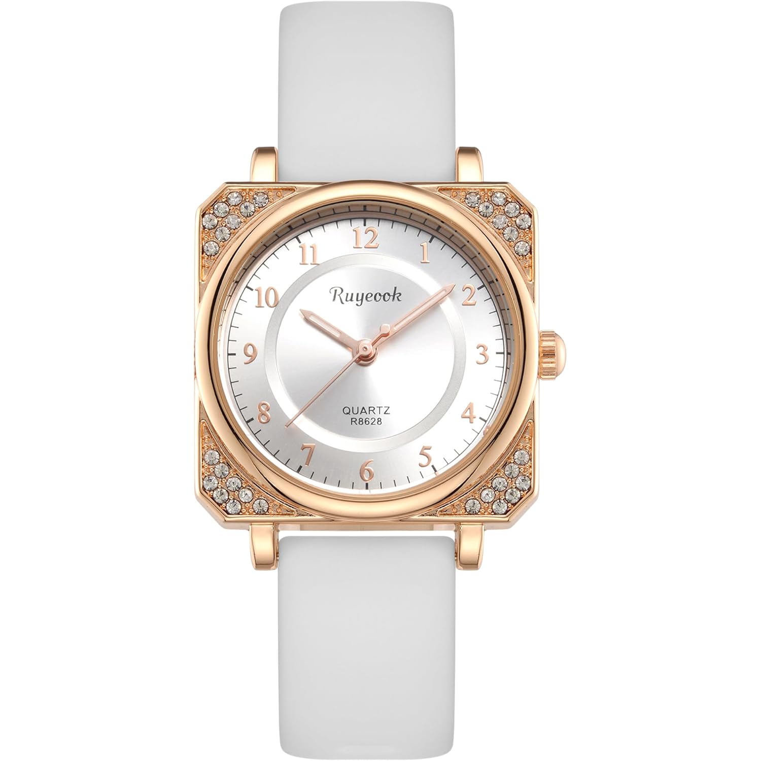 Square Ladies Watch,Crystal Rhinestone,Waterproof Silicone Band Analog Quartz Wrist Watches for Nurse Female Women's