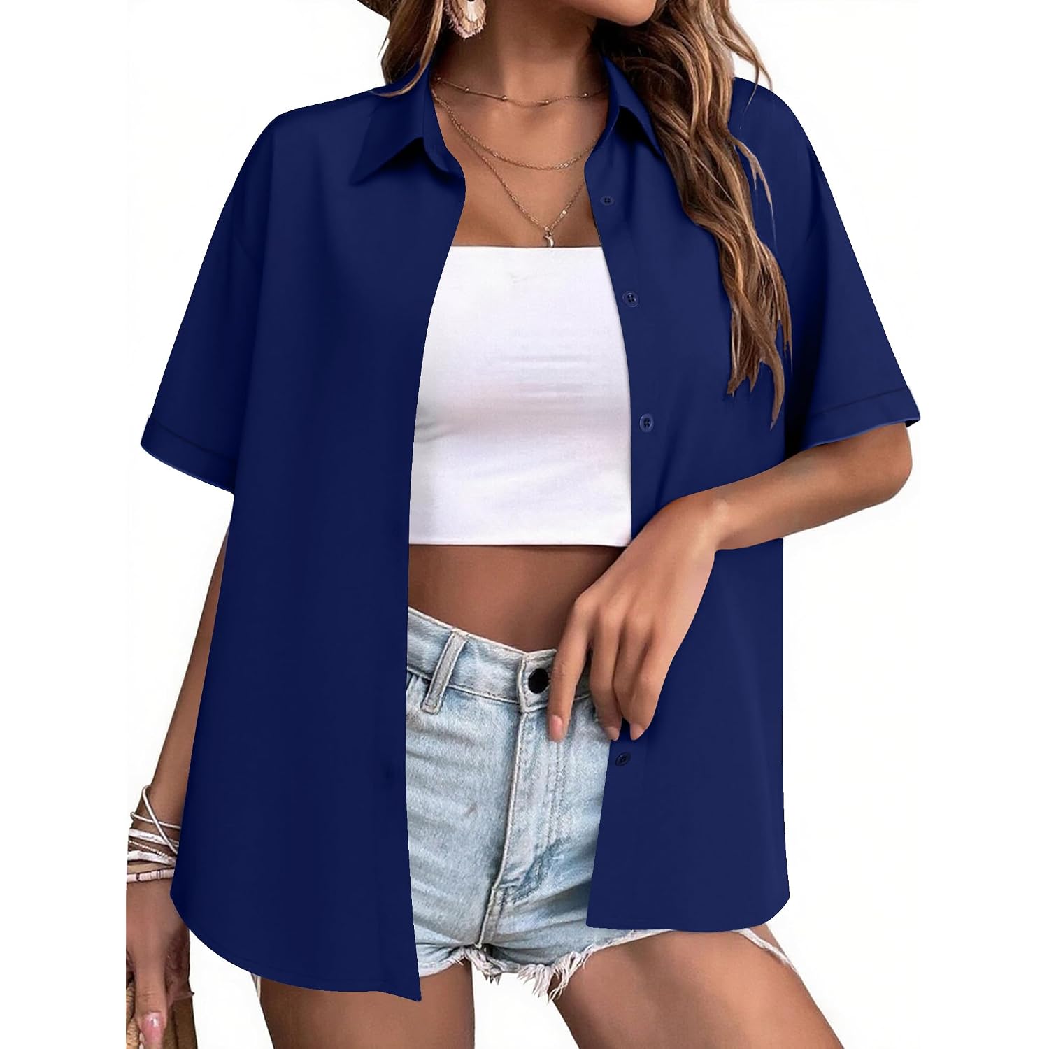 Zeagoo Hawaiian Shirts For Women Tropical Floral Button Down Short Sleeve Blouses Summer Beach Shirt Vacation Tops