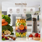 Mason Jars 32 Oz,6 Pack Large Wide Mouth Mason Jar With Airtight Lids And Bands|Quart Glass Canning Jars For Pickling, Fermenting And Food Storage Microwave&Dishwasher Safe