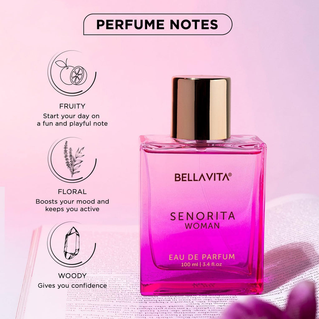 Bellavita Luxury Senorita Eau de Parfum | 100 ml (3.4 fl.oz.) | Perfume for Women | Fresh Floral, Yuzu, Peony, and Musk Notes | Long Lasting Women's Fragrance