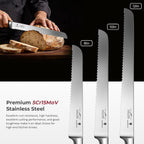 10" Bread Knife - Sourdough Slicing Knife Professional 5Cr15Mov Stainless Steel Serrated Knives, Ergonomic Wood Handle & Full Tang Design, Gift Box Included (Single-Edge