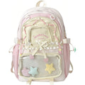 Kawaii Ita Backpack - Cute Backpack Coquette Aesthetic Back Pack Y2K Daypack With Clear Pockets With Clear Pockets (Pink)