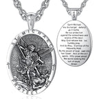 EUDORA 925 Sterling Silver St Benedict/St Michael/St Christopher/Archangel Raphael Gabriel Metatron/Virgin Mary/St Joseph/St Anthony Crucifix Pendant Bible Verse Prayer Necklace Jewelry for Men Women