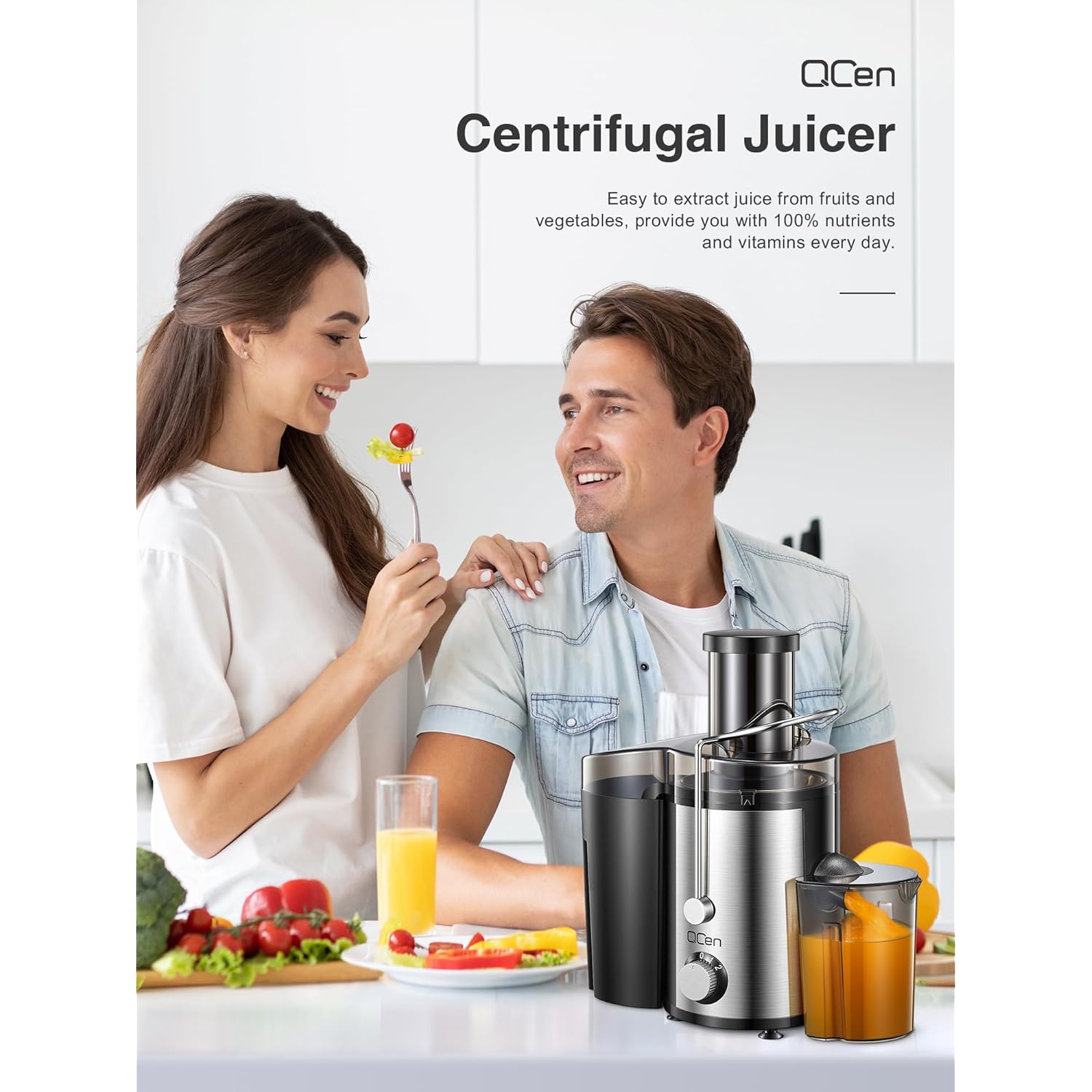 Juicer Machine, 800W Centrifugal Juicer Extractor with Wide Mouth for Fruit Vegetable, Easy to Clean, Stainless Steel, BPA-free (Black)