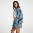 Vintage Oversized Women Denim Jacket, Retro Boyfriend Jean Coat With Button Up, Baggy Fit, Pockets, Casual Outerwear