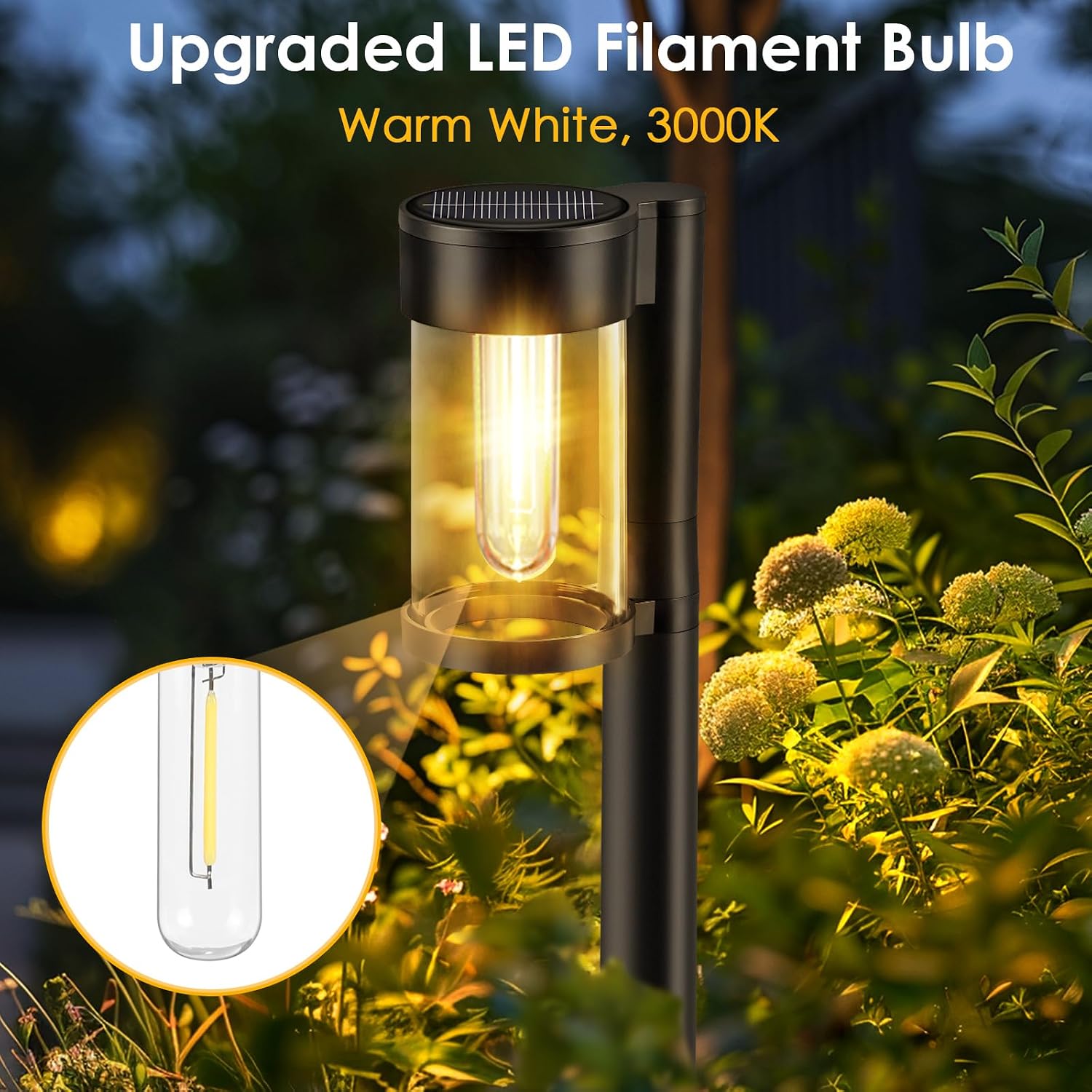 Solar Pathway Lights Outdoor, 10 Pack Metal & Glass Solar Lights Outdoor Waterproof Landscape Path Lights For Yard Walkway Garden Decor, Warm White