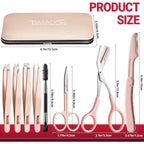 TsMADDTs Tweezers for Women Facial Hair, 8 in 1 Eyebrow Kit with Tweezers, Eyebrow Trimmer Scissors, Razor, Brush with Travel Bag, Hair Plucking Daily Beauty Tools