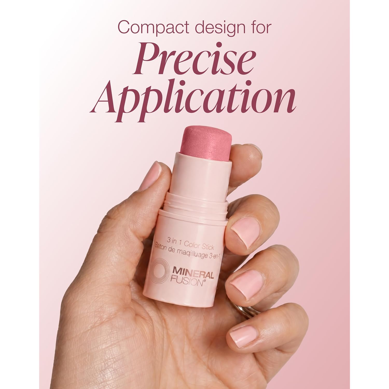 Mineral Fusion 3-in-1 Color Stick - Hydrating Cream Blush Tint for Cheek, Lip and Eye - Natural Multi Use Makeup (Rosette)