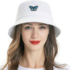 Zlyc Cotton Bucket Hats For Women Men Embroidered Packable Beach Hat Summer Travel Sun Cap For Daily Commute