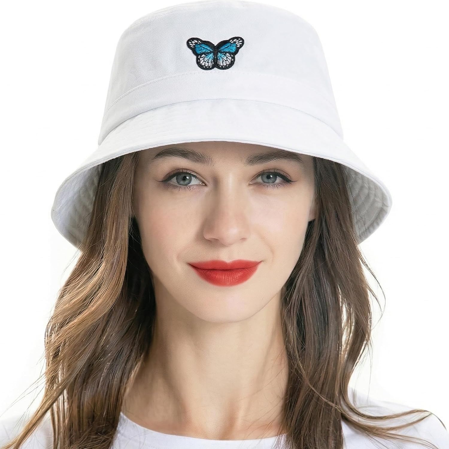 Zlyc Cotton Bucket Hats For Women Men Embroidered Packable Beach Hat Summer Travel Sun Cap For Daily Commute