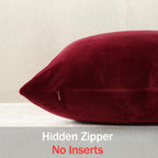 Throw Pillow Covers 18X18 Wine Red: Pack Of 2 Cozy Soft Velvet Square Modern Luxury Decorative Throw Pillow Cases For Christmas Sofa Couch Living Room Bed Home Decor