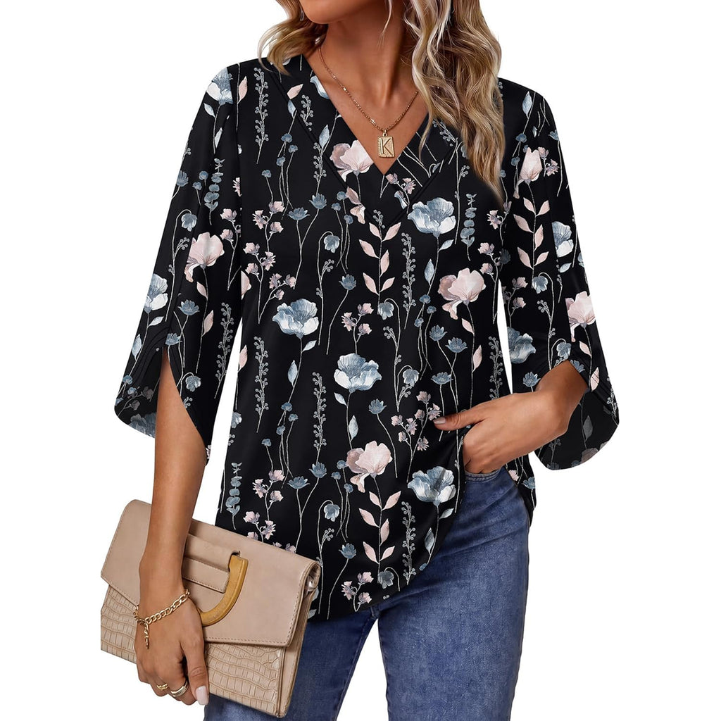 Wiholl Womens Tops Summer Outfits 2026 V Neck Shirts Womens Blouses Dressy Casual Bell Sleeve Fashion Clothing