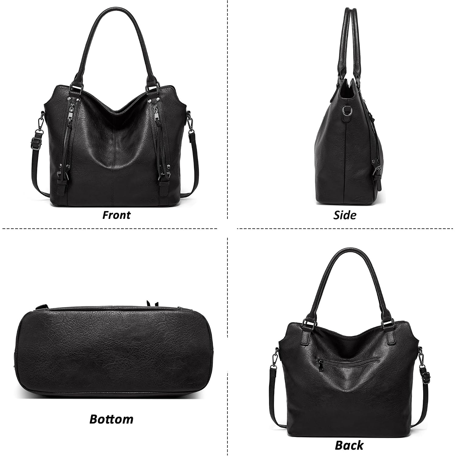 Tantomi Tote Handbags For Women Black Hobo Handbags Purse And Handbags Shoulder Crossbody Bags For Work Travel Everyday