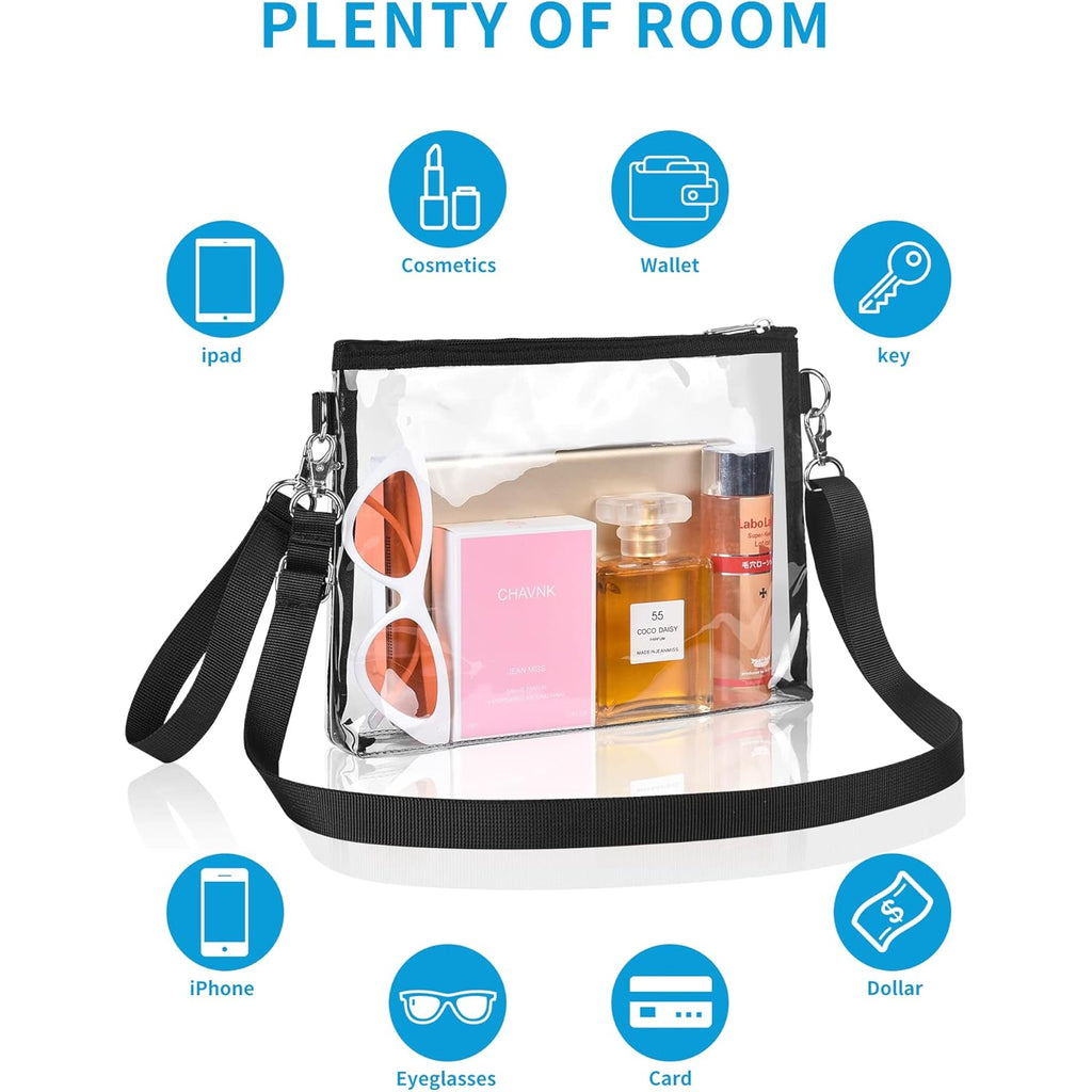 Bagenius Clear Bag for Stadium Events, Clear Purse with Detachable Strap, Sports fan Handbag Purses for Game Day and Concert