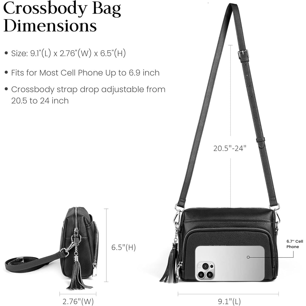 befen Genuine Leather Crossbody Purses for Women Small Crossbody Bags Purse with Built in RFID Blocking Wallet