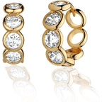 MTMY Huggie Hoop Earrings 14K Gold Plated Cubic Zirconia Dainty Simple Cute Beads Elegant CZ Circle Small Hoop Earring for Women Minimalist Handmade Hypoallergenic Jewelry