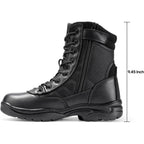 Nortiv 8 Men'S Military Tactical Work Boots Side Zipper Leather Motorcycle Combat Boots Trooper