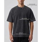 Men'S Oversized T-Shirts Heavyweight Cotton, Unisex Vintage Acid Wash Drop Shoulder Baggy Fit Tee Tops