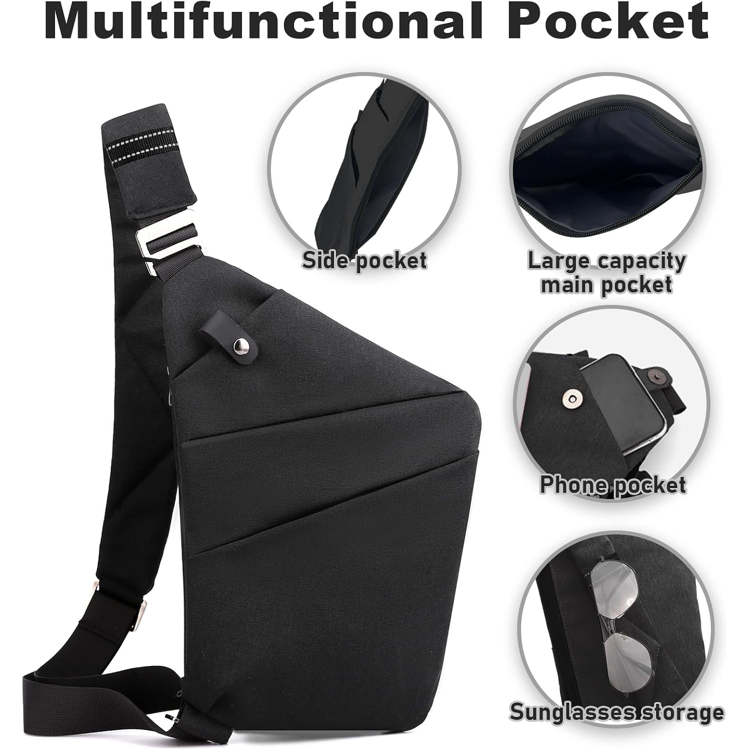 Anti Theft Travel Bag, One Shoulder Large Capacity Cross-Body Bag Chest Fashion Lightweight Sling Bags For Travel Sports