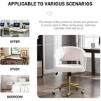 Velvet Office Desk Chair, Upholstered Home Office Desk Chairs With Adjustable Swivel Wheels, Ergonomic Office Chair For Living Room, Bedroom, Office, Vanity Study (Beige)