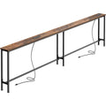Superjare 102 Inch Sofa Table With 2 Power Outlets And Usb-C Ports, 5.9 Inch Narrow Console Table With Storage, Extra-Long, For Entryway Hallway Couch Behind Sofa, Small Spaces, Rustic Brown