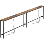 Superjare 102 Inch Sofa Table With 2 Power Outlets And Usb-C Ports, 5.9 Inch Narrow Console Table With Storage, Extra-Long, For Entryway Hallway Couch Behind Sofa, Small Spaces, Rustic Brown