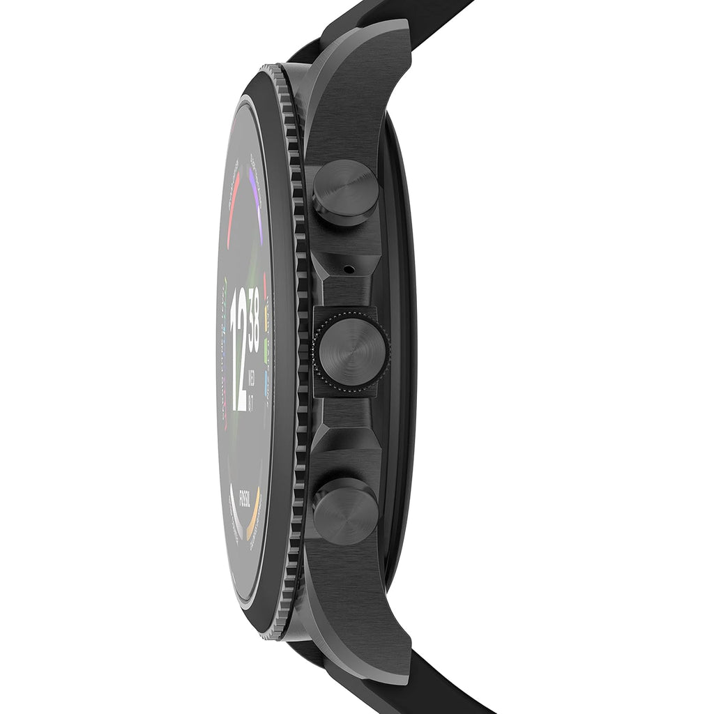 Fossil Men's Gen 6 44mm Stainless Steel and Silicone Touchscreen Smart Watch, Color: Black (Model: FTW4061V)