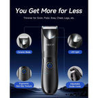 Manscape Trimmer for Men - No Nicks Electric Razor-Shaver for Balls/Pubic/Groin/Legs/Chest Hair Removal w/Light & Ceramic Blade, IPX7 Waterproof Full Body Hair Groomer USB-C Charging, Gifts for Men