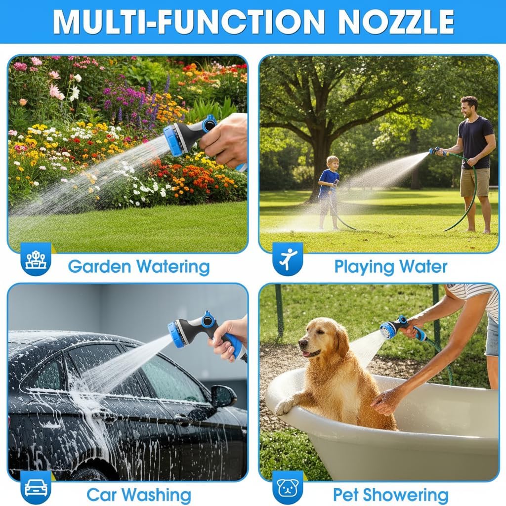Garden Hose Nozzles,Hose Spray Nozzle With Adjustable 10 Watering Patterns | Slip Resistant High Pressure Thumb Control Water Hose Nozzle Sprayer For Plants & Lawns Watering Car Washing And Pet Bathing