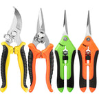 4 Pack Garden Pruning Shears, Stainless Steel Garden Shears, Gardening Shears, Garden Scissors, Clippers, Pruning Snips, Pruning Shears For Gardening Tools (4Pcs Yellow Orange Green)
