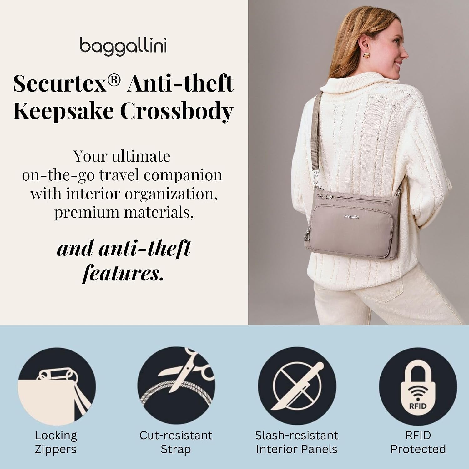 Baggallini Securtex Anti-Theft Keepsake Crossbody