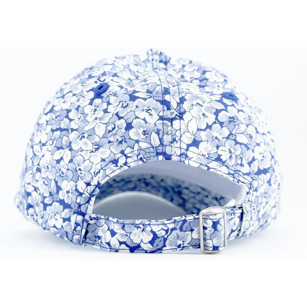 Floral Baseball Cap Cotton Dad Hat Adjustable Print Ball Cap for Women Blue