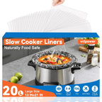 Vclpower 20 Pack Slow Cooker Liners,Large Size Thickened Fda-Compliant & Bpa-Free 13"X21"Disposable Cooking Bags, 400°F Heat-Resistant Leak-Proof Fit 3-8 Quart Oval & Round Pots