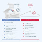Plastic Hangers 30 Pack – Made In The Usa – 6Lb Capacity Standard Clothes Hangers With Strap Hooks For Dresses, Lingerie, Shirts, Pants, And Jackets – White