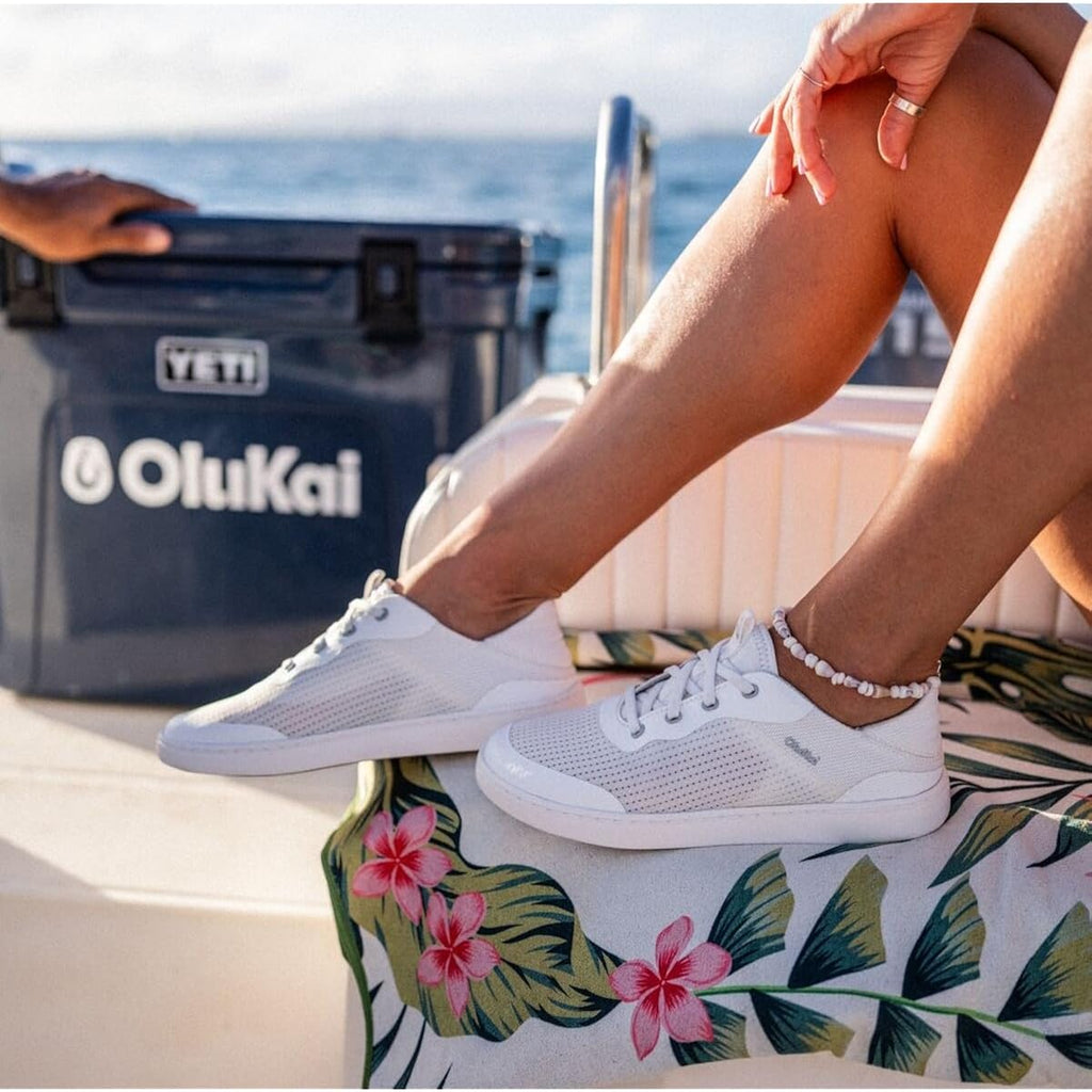 Olukai Kahakai Women'S Waterproof Leather Athletic Sneakers, Versatile Lace-Up Shoes With Drop-In Heel, Water Resistant & Supportive, All-Day Comfort