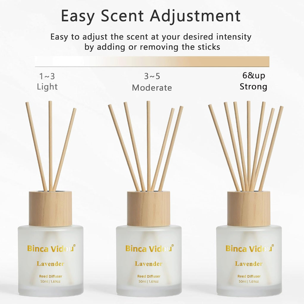 Reed Diffuser Set Of 3, Binca Vidou Lavender, Eucalyptus & Sea Salt Natural Scent Oil Diffusers With Sticks For Home Office Bathroom Aromatherapy Decor 1.69Oz X 3