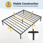 Allewie Queen Bed Frame, 14 Inch Metal Platform Beds With Storage Space, No Box Spring Needed And Easy Assembly, Black