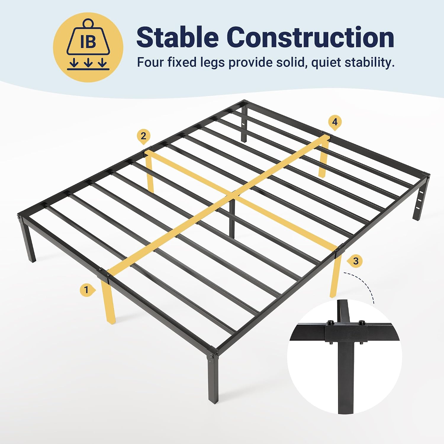 Allewie Queen Bed Frame, 14 Inch Metal Platform Beds With Storage Space, No Box Spring Needed And Easy Assembly, Black