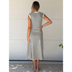 Glamaker Women Summer Tshirt Midi Dress Soft A Line Cap Sleeve Casual Sun Dress For Work Beach Vacation