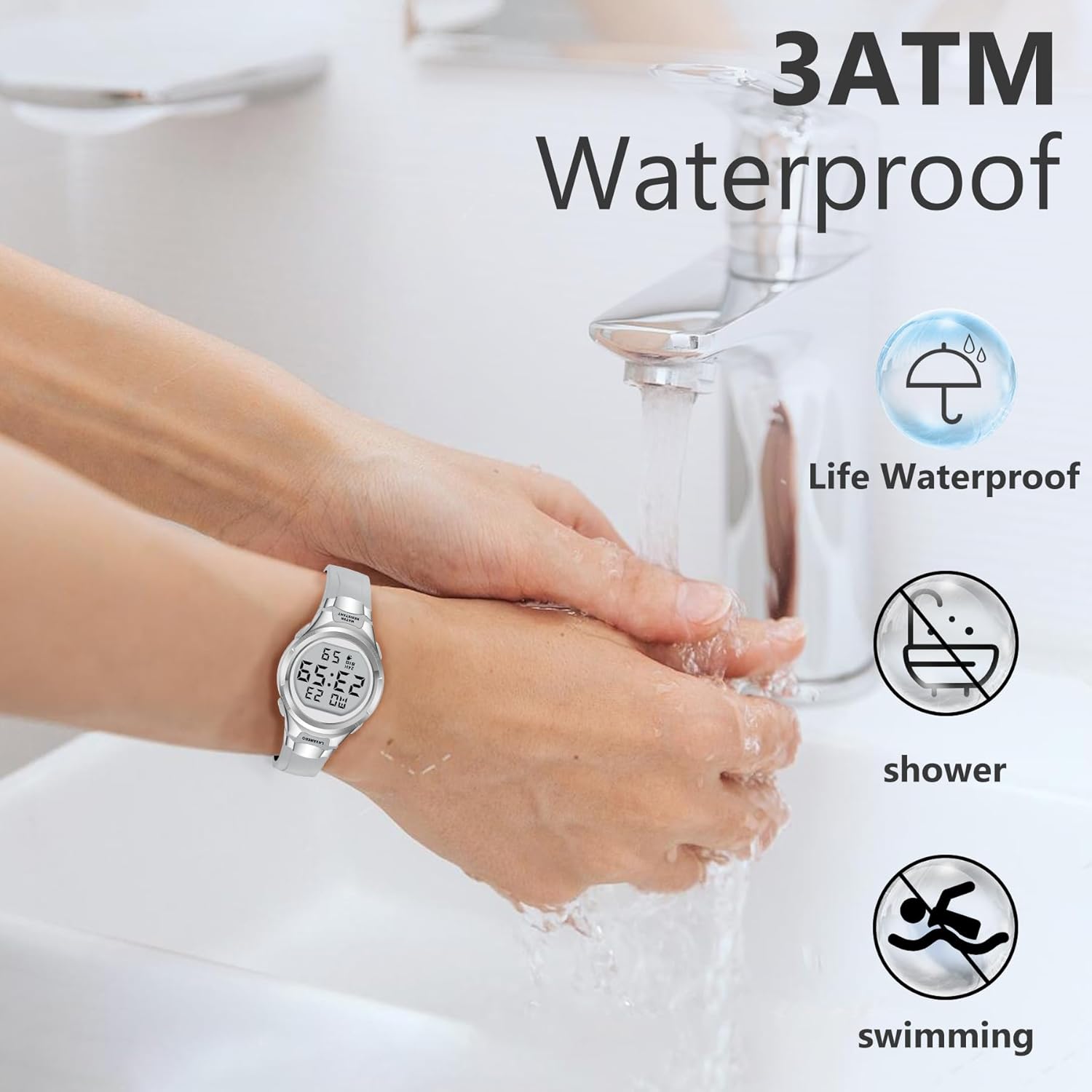 Watches for Women Sport Digital Womens Watch Waterproof with Silicone Strap Alarm/Stopwatch/Chronograph/LED Back Light