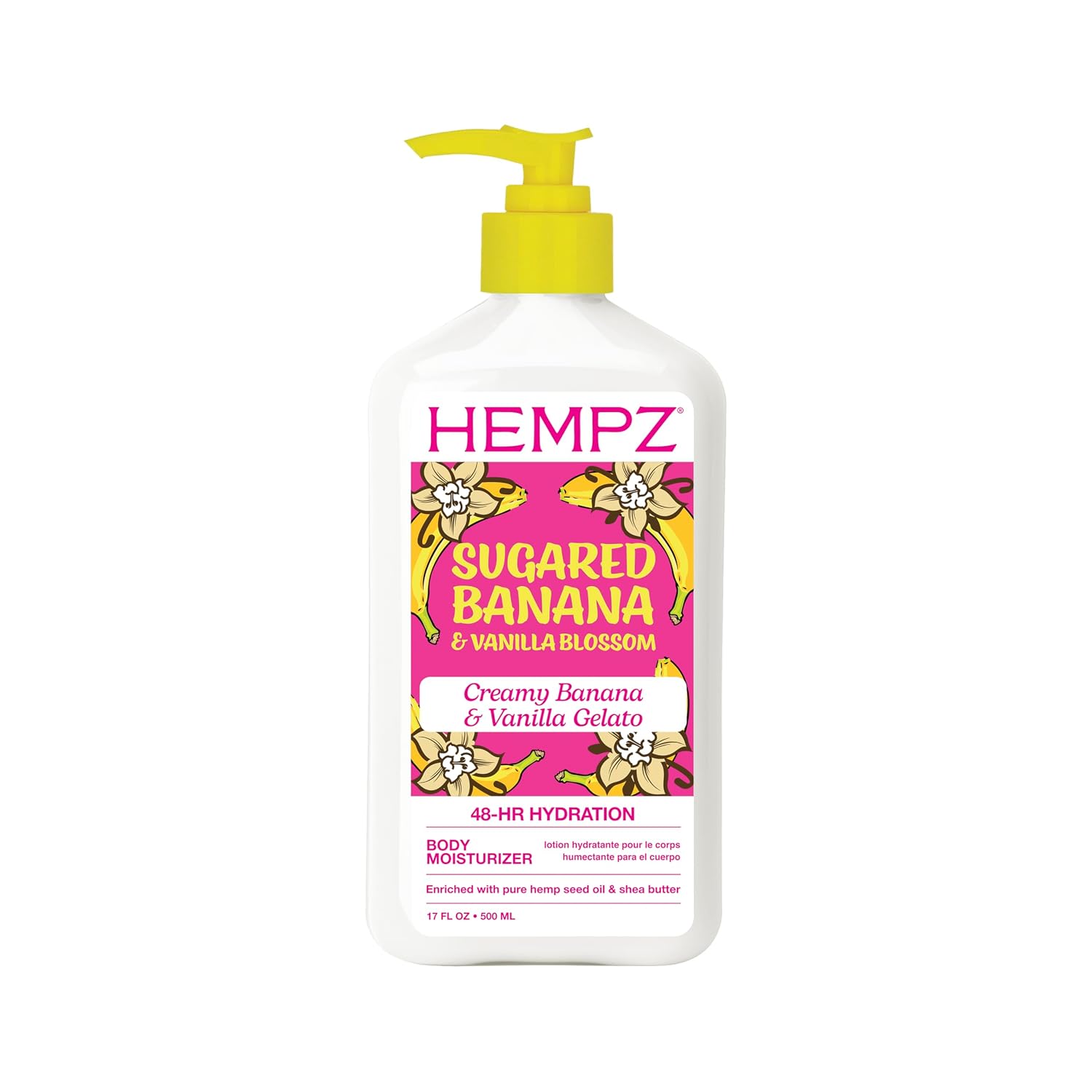 Hempz Sugared Banana & Vanilla Blossom Body & Hand Lotion, Ultra Hydrating Moisturizer For Men And Women, 17 Oz