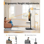 Perlegear Floor Tv Stand With Power Outlet, Universal Tv Stand For 32-75 Inch Tvs Up To 110 Lbs, Height Adjustable Standing Tv Mount, Tall Tv Mount With Wood Base, Max Vesa 600X400Mm, Pgfs06