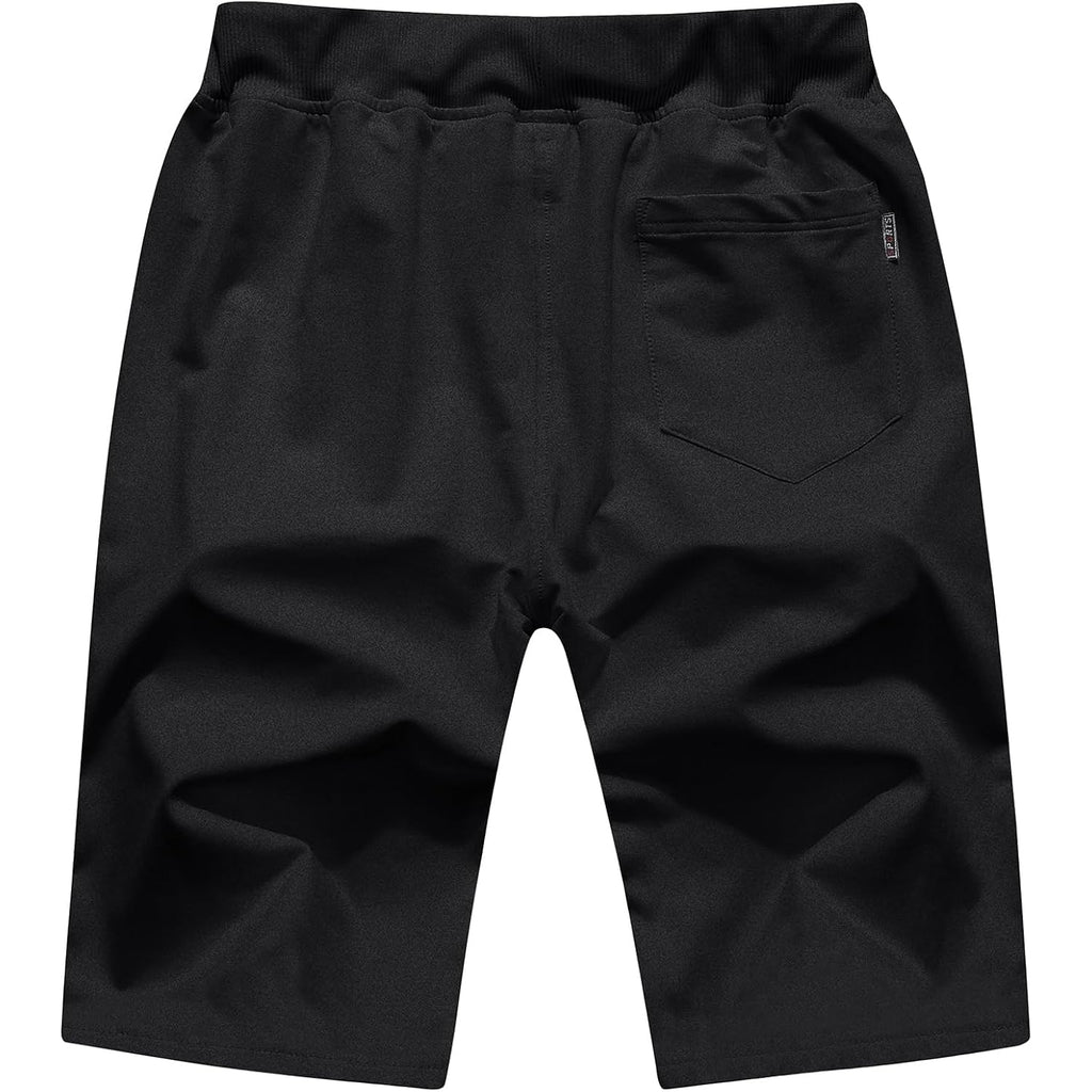 Qpngrp Mens Shorts Casual Drawstring Zipper Pockets Elastic Waist