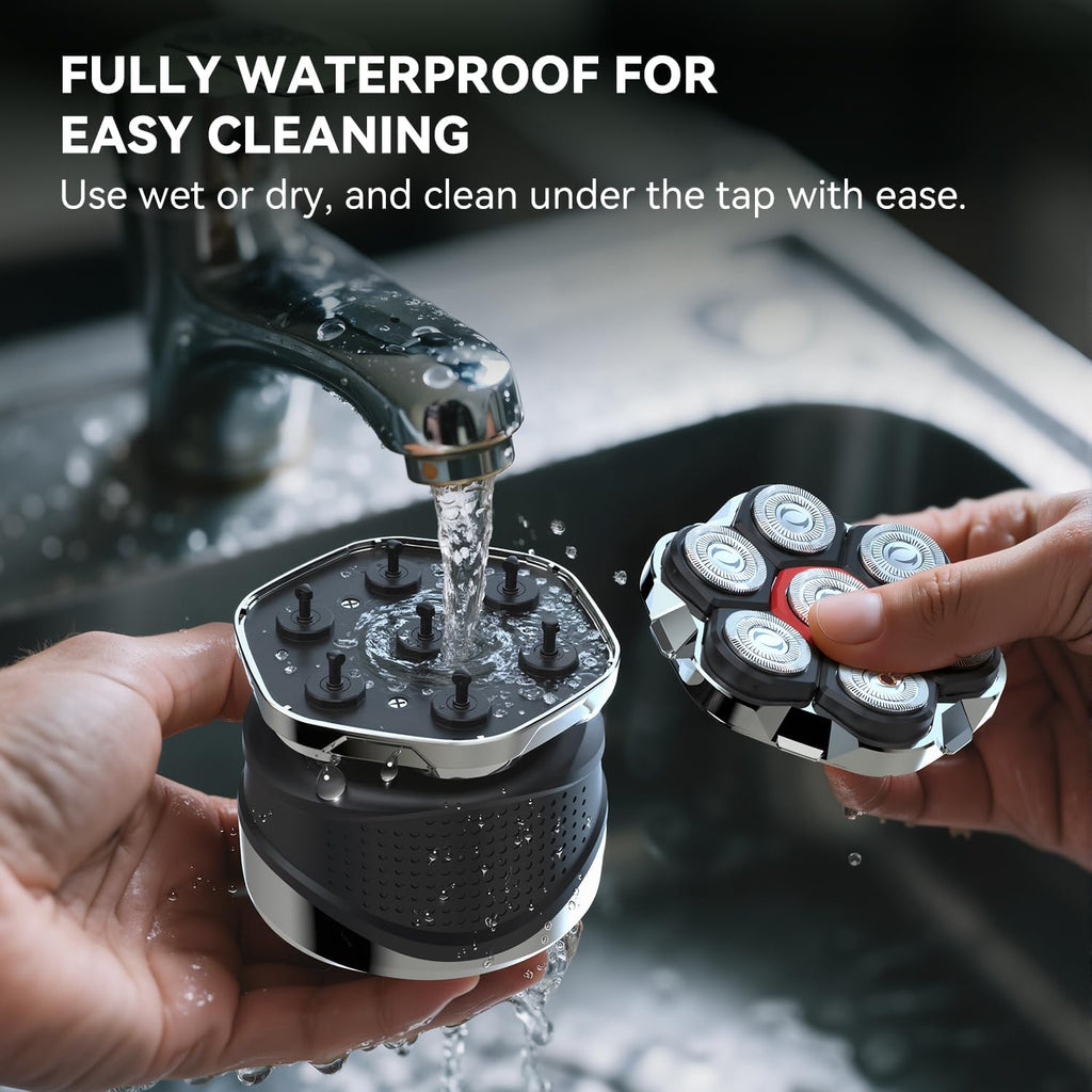 Men's Electric Rotary Shavers Bald，2026 Upgrade 7D Floating Electric Shaver with LED Display, IPX6 Waterproof, Type-C Fast Charge, Magnetic Heads, Travel Case - Ideal Men's Grooming Gift