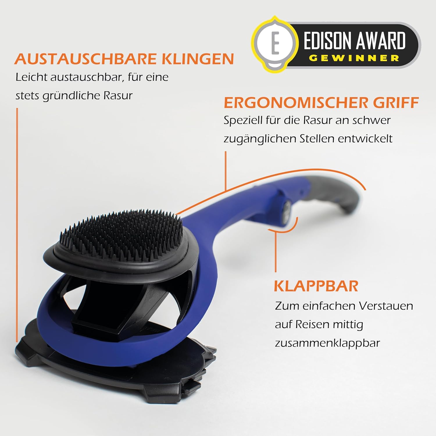 baKblade 2.0 Elite Back Shavers for Men: The DIY Back Hair Shaver for Men with Safety Blade Technology & Ergonomic Handle, Wet or Dry Shaving (Extra Blades Included)