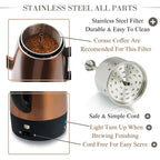 Moss & Stone 10 Cup Copper Percolator Coffee Pot Electric, Stainless Steel Coffee Percolator Electric With Keep Warm Function, Classic Perculator Pot With Removable Basket For Home Or Office