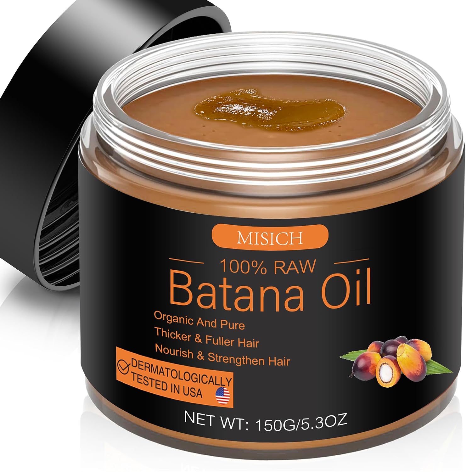 Raw Batana Oil For Hair Growth, 100% Natural Pure Botana Oil Paste From Honduras, Unrefined Organic Batana Hair Mask For Prevent Hair-Loss, Enhances Thickness For Men & Women 5.3 Oz